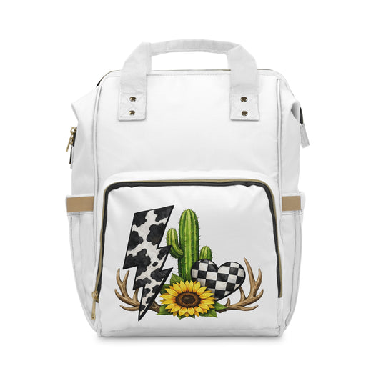 Copy of Cactus & Sunflower Diaper Backpack — Multifunctional Baby Bag with Rustic Cowhide Accent