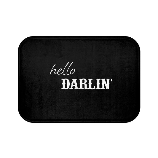 Hello Darlin' Bath Mat — Black Farmhouse Welcome Bathroom Rug